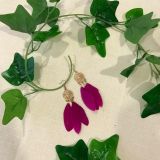 PENDIENTES DORADO Y FUCSIA