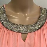 VESTIDO HÉLENICO DE FIESTA EN ROSA Y PLATA