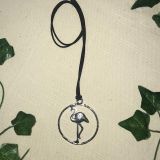 COLLAR DE CUERO CON FLAMENCO PLATA